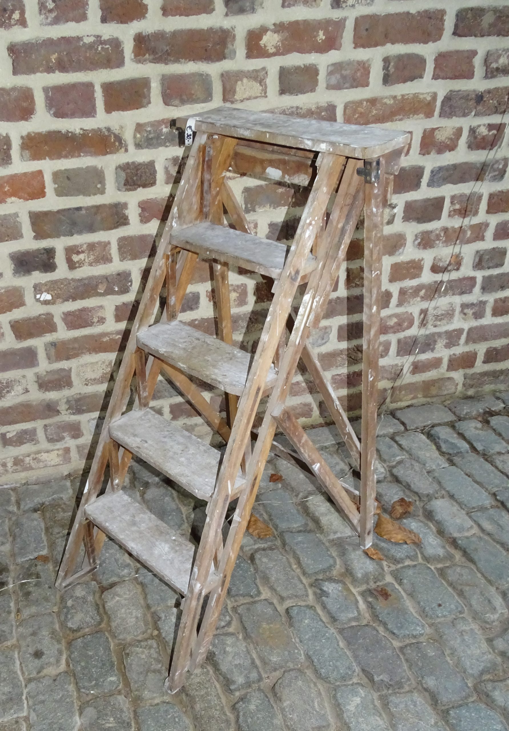 verzending kalf Medewerker oud houten trapje schilderstrapje keukentrapje - Brocante De Vreemde Eend