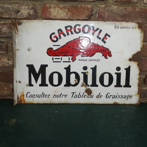 oud dubbelzijdig emaillen reclamebord emaille bord mobiloil