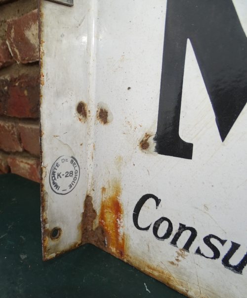 oud dubbelzijdig emaillen reclamebord emaille bord mobiloil - Afbeelding 3