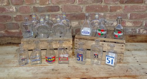 diverse waterflessen voor pastis ricard 51 duval