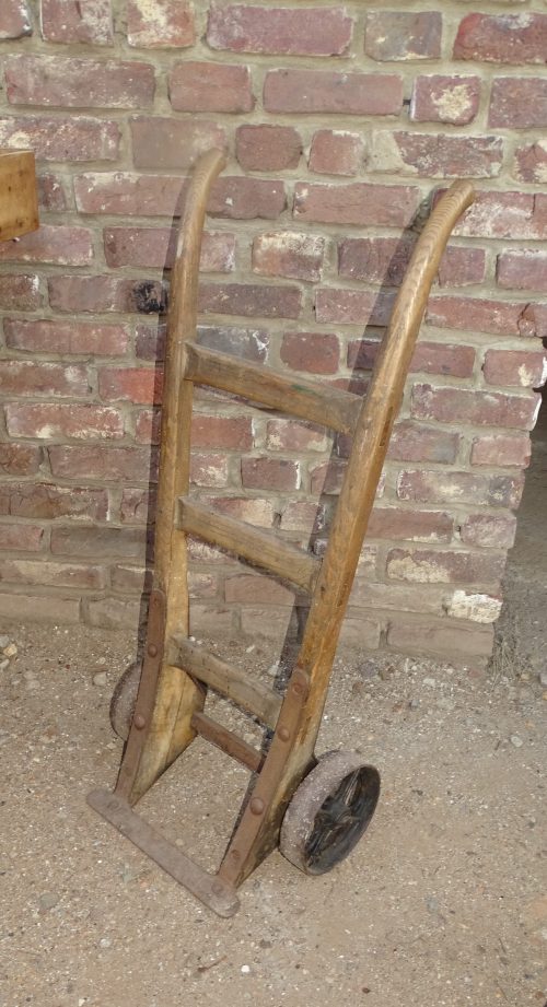 oude eikenhouten zakkenkar steekwagen voor meelzakken