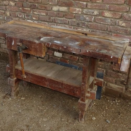 oude werkbank sitetabel werktafel met 2 bankschroeven