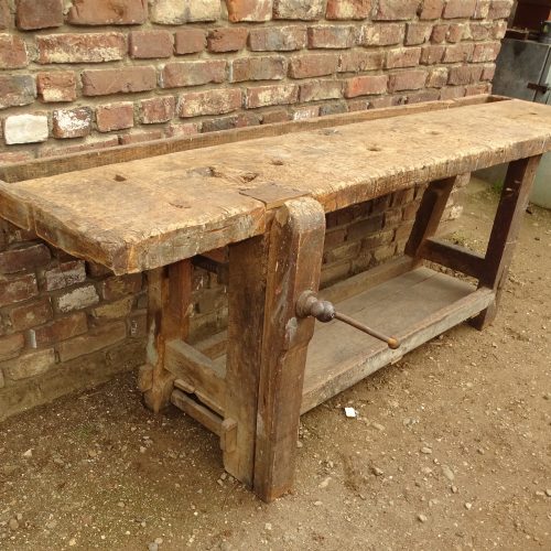 oude eikenhouten werkbank sitetabel werktafel
